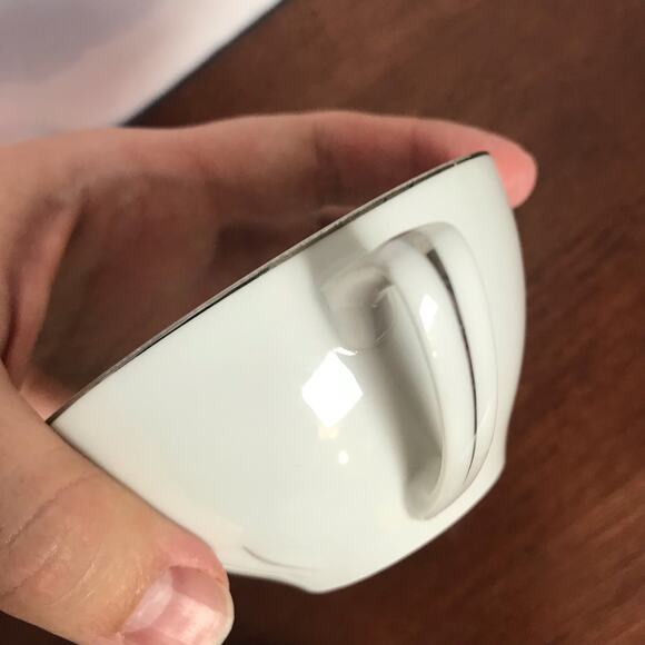 3/$20 VTG MS Platinum Wheat Bone China Japan White Tea Cup & Saucer Set For One - Picture 7 of 11